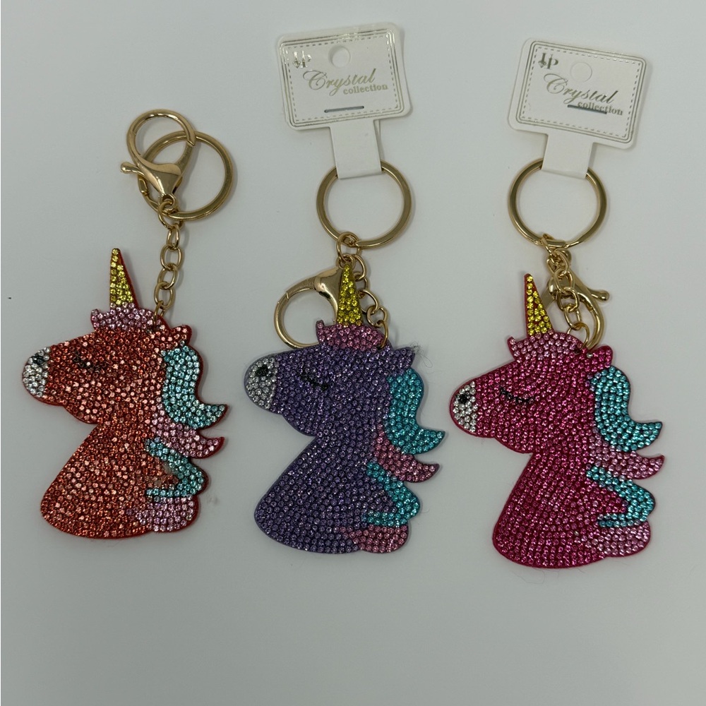 Unicorn Bag Charm Set of 3 - Pink, Purple, and Red